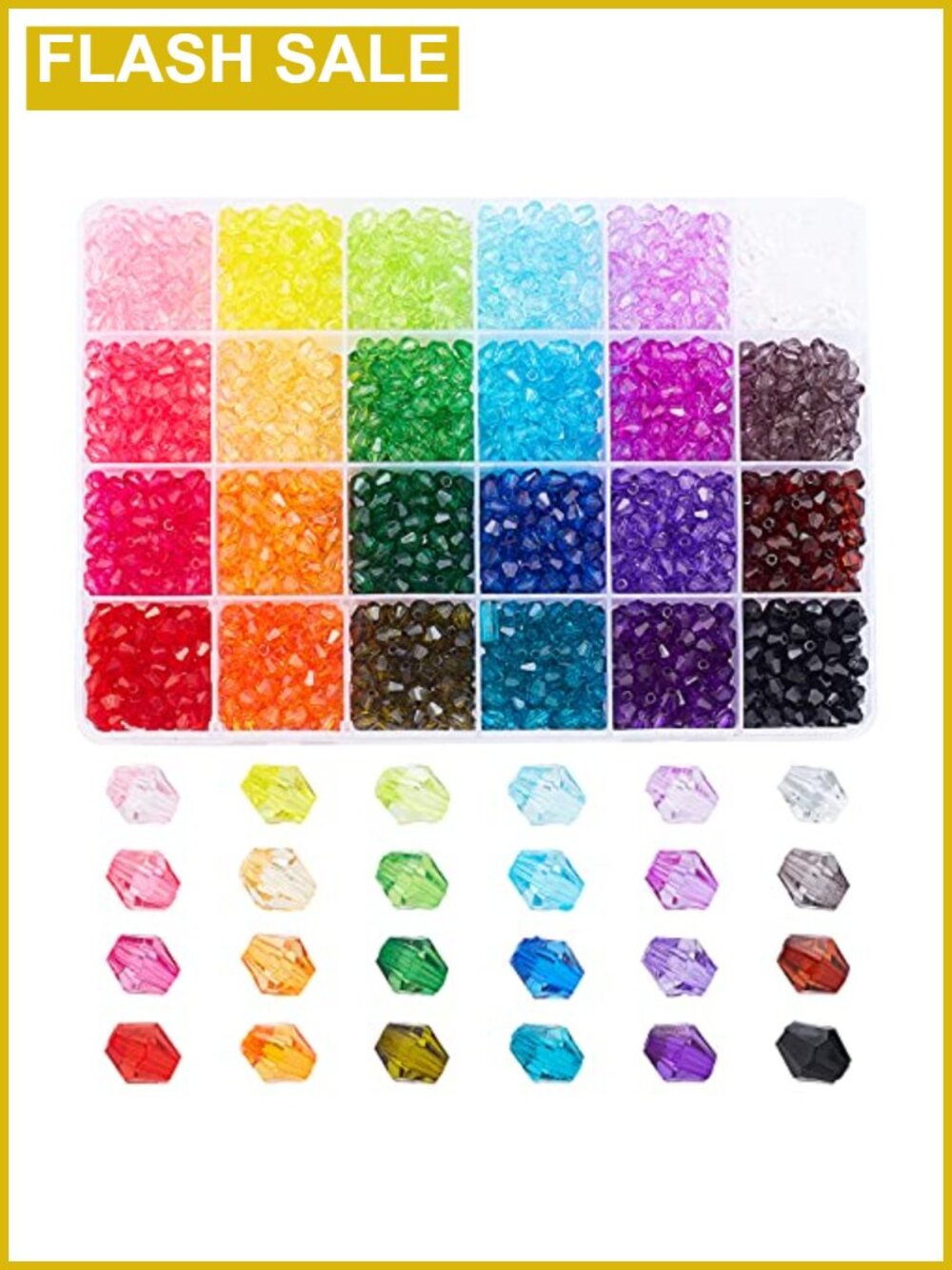 2160pcs 6mm Acrylic Bicone Beads Multicolor Faceted Craft Loose Beads for